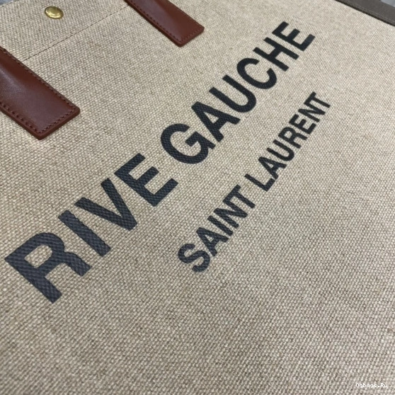 TOTE RIVE BAG LINEN AND LEATHER GAUCHE YSL IN 0724